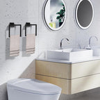 LANC Hand Towel Holder for Bathroom Wall Mount Matte Black Square Hand Towel Rings for Bathroom Hardware Accessories Kitchen Toilet SUS 304 Stainless Steel Shower Towel Hanger Racks, A8896MB