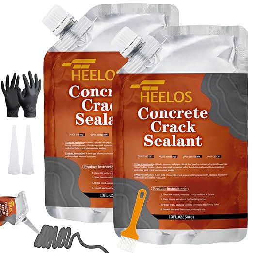 Concrete Crack Filler,2 Pack Cement Crack Sealant, High Elasticity Crack Filler Repair Sealer, Self Leveling Waterproof Caulking Glue Sealing Adhesive for Concrete Driveway, Patio, Sidewalk (Grey)
