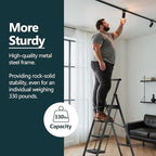 WOA WOA 4 Step Ladder, Foldable Ladder with Wide Pedals and Handle, Sturdy Ladders for Home and Kitchen with Anti-Slip Feet, Supports up to 330 lbs - Black