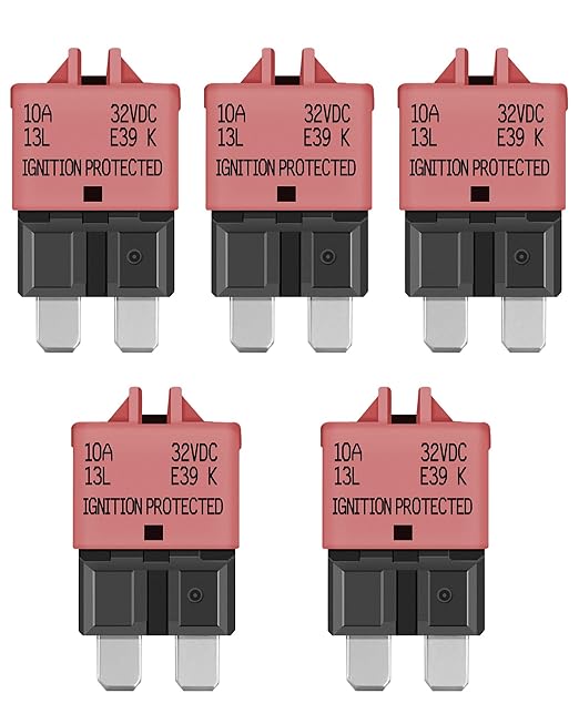 LENKRAD Automotive 10 Amp ATC/ATO Resettable Fuse 10A Manual Reset Standard Blade 10Amp Fuses Manual-Reset Circuit Breaker for Car Truck RV Marine Boat Trolling Motorhome, 5 Pack