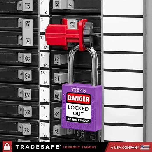 TRADESAFE Lockout Tagout Locks Set - 7 Purple Loto Locks, Lockout Locks Keyed Different, 2 Keys Per Lock, OSHA Compliant Lock Out Tag Out Padlocks, Safety Padlocks for Electrical Lockout Tag Out Kits