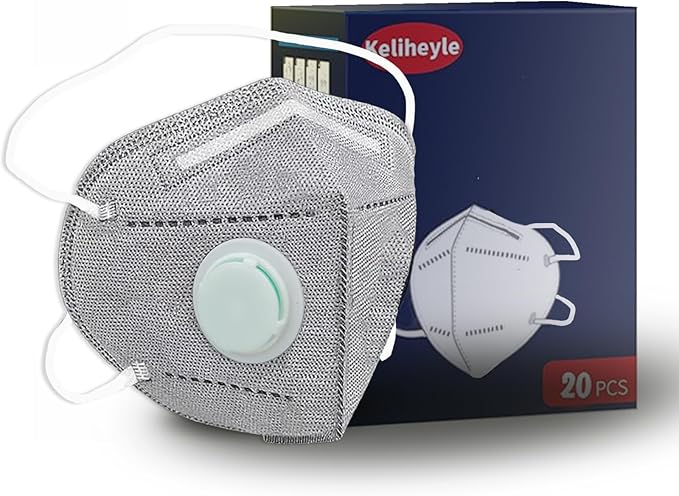 Head Mounted Face Dust Mask 20PCS,7 Layer Breathable Valve Disposable for Protection Construction Sanding Adult