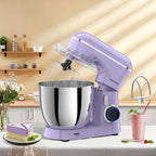 Stand Mixer, 6.5QT 10-Speed Tilt-Head Electric Stand Mixer, 3-In-1 Kitchen Mixer with Bowl, Dough Hook, Whisk and Beater, Food Mixer for Baking, Cake and Most Home Cooks, Purple