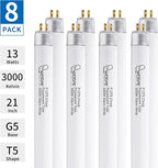8 Pack 21 Inch F13T5/WW Fluorescent Light Bulb, 3000K Warm White, T5 13 Watts Fluorescent Replacement Bulb for Counter and Cabinet Fixture, G5 Base