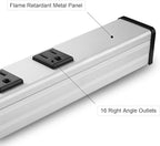 Long Heavy Duty Power Strip, 16 Outlet Large Metal Power Strip, Garage Workshop Multi Wide Industrial Power Strip. 6FT Cord 15A, 125V, 1875W (Sliver)