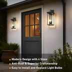 tewei 1 Pack Large Size Outdoor Wall Lights Exterior Wall Light Fixture, 22 Inch Matte Black Porch Light Waterproof Outdoor Lights for House with Clear Glass Shade, Exterior Wall Sconces for Garage