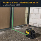 Firecore Self Leveling Laser Level, Green Cross Line Lazer Leveler Tool for Picture Hanging Wall Tile Construction, 360° Magnetic Pivoting Base and Battery Included