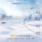 K KASONIC - 31FT Halloween Lights Outdoor Extension Cord with Mutil Outlets, ETL Listed Heavy Duty Electrical Cord with Protective Covers, Weatherproof Extension Cord for Outside, 16AWG/1625W, Black