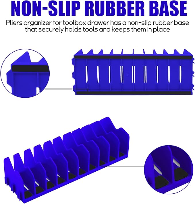 Plier Organizer, 4 Pack Pliers Organizer for Tools Cutters with Extendable Design & Non-Slip Rubber Base, 40 Slots Tool Box Drawer for Pliers, Wrenches, Screwdrivers,Blue