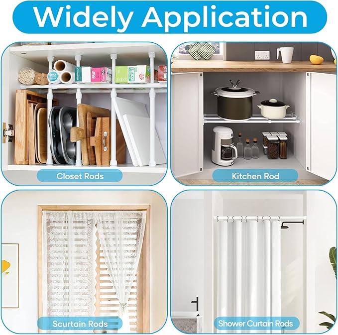 2 Pack Window Security Bars 15.7"-27.5" Adjustable Sliding Glass Door Lock Bars Window Stopper Safety Stick Lock Bars with Rubber Tips for Home, 2.2 cm in Diameter