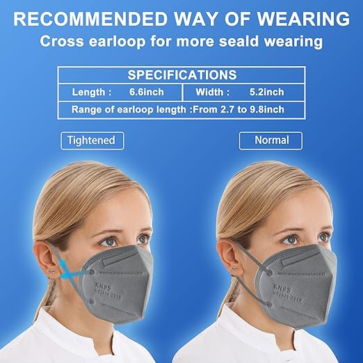Hotodeal KN95 Face Mask 40 PCs, Grey KN95 Mask, 5 Layers Cup Dust Mask, for Men, Women, Healthcare Worker, Essential Workers