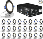 VOLISUN 24 Pack 4 inch Recessed Lighting, 5CCT LED Recessed Light Black, 2700K-5000K Selectable, 9.5W Eqv 80W, 810LM Dimmable Canless Wafer Downlight, LED Ceiling Light ETL Certificated
