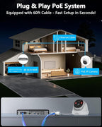 (4K HD & 130° Ultra Wide-Angle) 2-Way Audio 8MP Wired Dome PoE IP Cameras for Home Security Outdoor Camera System, 4Pcs Dome Cameras/4Pcs Bullet Camera, Smart PIR Detection