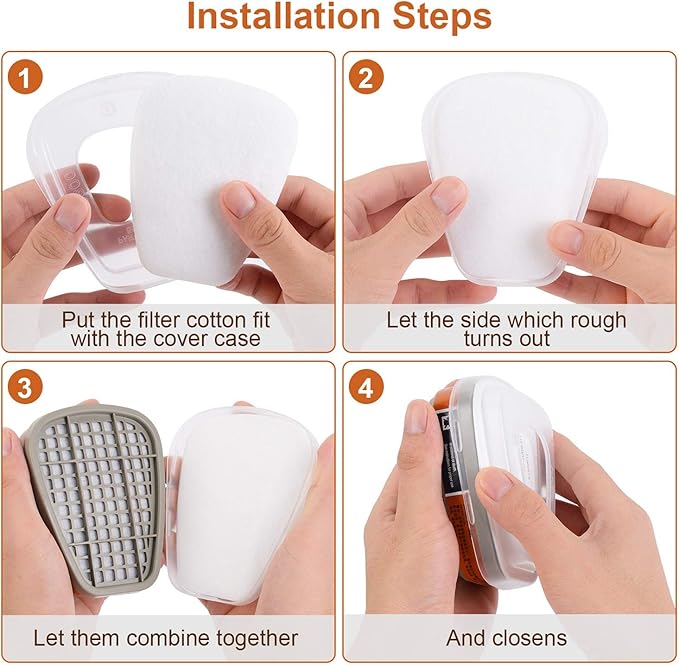 6001 Filter Cartridges for Respirator, Dust-Proof, Organic Vapor, Pollen and Chemical Cartridges, Compatible with 6200, 6800, 7502, FF402 Respirator 30PCS(15Pack)