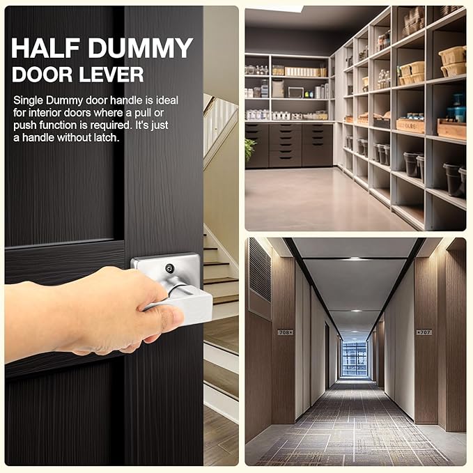 GOBEKOR 1 Pack Brushed Nickel Lever Door Handle Dummy Door Levers Square Closet Door Handles for Pantry Interior Non-Turning Door Lever