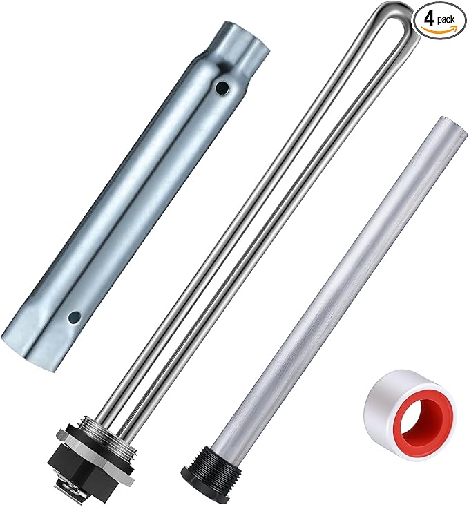 Saillong 4 Pieces RV Water Heater Elements Include 1 Anode Rod 1 Electric Heater Element 1 Dual Hex Wrench and 1 Tape Replacement Kit Compatible with Suburban RV Parts