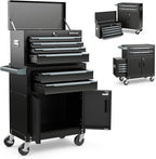 Goplus Tool Chest, 6 Drawers Extra Large Rolling Too Storage Cabinet with 4” Universal Lockable Wheels, Auto Lock, Protective Liner, 2-in-1 Heavy Duty Tool Box for Garage, Workshop