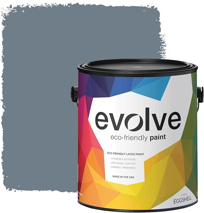EVOLVE Paint & Primer: Environment-friendly, Low Sheen with One-coat Coverage for Interior & Exterior surfaces (Slate Blue, 1-Gallon)