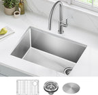 Kraus KHU111-25 Standart PRO 16 Gauge Undermount Single Bowl Stainless Steel Kitchen Sink, 25 Inch