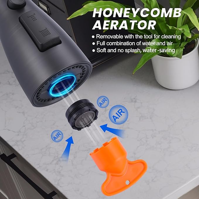 Metal Kitchen Faucet Head Replacement: 3-Function Pull Down Spray Nozzle with 9 Adapters, Sink Sprayer Replacement Compatible with Moen, Delta, Kohler, American Standard Faucets, Oil Rubbed Bronze