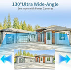 《130°Wide Angle & Two-Way Audio》Wireless Security Camera System Outdoor, WiFi Cameras Systems,Video Surveillance DVR Kits