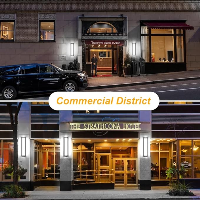 Sytmhoe Outdoor Wall Sconce Lights,2Packs 10%-100% Dimmable LED Modern Porch & Patio Wall Light Fixture, 23.6in Black Exterior Sconce Wall Mounted Lights Suitable for Garage Courtyard House(6000K)