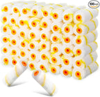 Leumoi 100 Pcs Paint Roller Covers 1/2 x 4 Inch Microfiber Paint Roller Covers Paint Brush Cover Small Roller Nap Mini House Painting Supplies for Painting Wall DIY Household Tool (Yellow White)