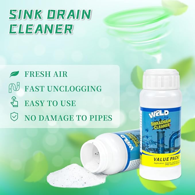 Drain Cleaner Powder, Powerful Pipeline Dredging Agent, Kitchen Unblocker, Sink and Drain Cleaner Powder for Kitchen Toilet（3Pcs）
