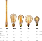 GOENDR T300 Long Light Bulb, E26 Base Amber Vintage Edison Bulb, Dimmable Tubular Unique Decorative Filament Light Bulb for Wall Sconces & Pendant Lantern Industrial Fixture Pendant Lamp(4 Pack)