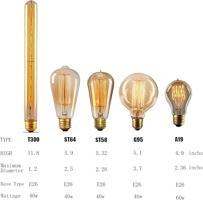 GOENDR E26 40W Edison Bulbs, ST64 Vintage Incandescent Light Bulbs, 2700K Warm Dimmable, Squirrel Cage Filament Bulb for Table Lamp Home Antique Decorative, 4 Pack