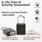 SEPOX® 4 Pcs Ultra-Durable Anti-Rust Outdoor Padlocks - Black Aluminum, 38mm (1-1/2") with Long Shackle & 8 Same Keys, Ideal for Gate, Storage, Locker, Fence & Lock-Out, High Security