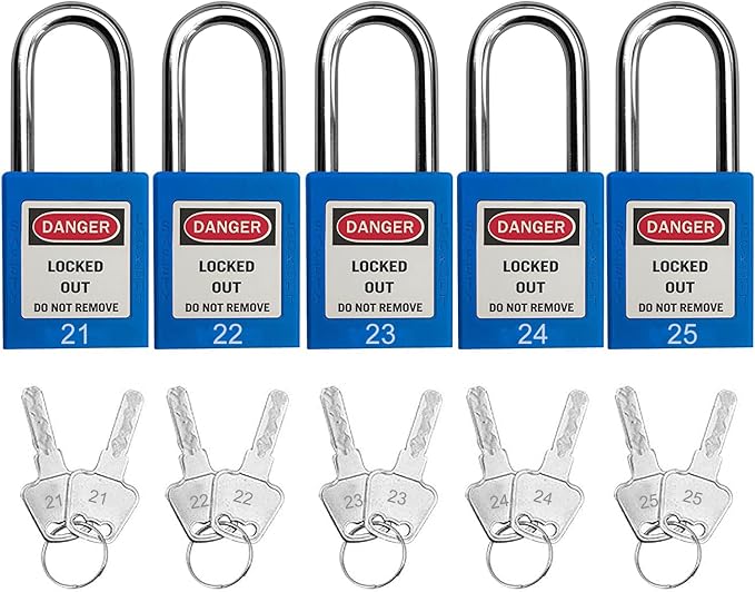 SAFBY Lockout Tagout Locks, Safety Padlock, Keyed Differently Loto Safety Padlocks for Lock Out Tag Out Kits Station (Blue 21-30)