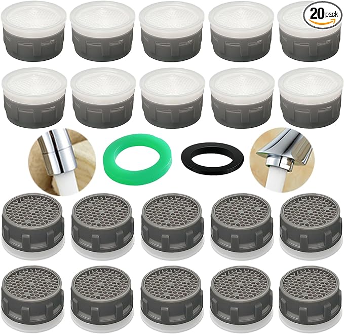 Faucet Aerator, 1.5 GPM Restrictor Plug-in Faucet Aerator Bathroom or Kitchen Replacement (20 pieces in white)