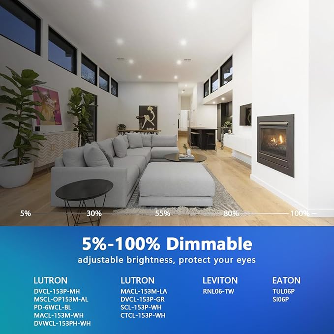 LVWIT 4 inch LED Recessed Lighting, Can Lights with White Cover, 5CCT Dimmable Downlight with E26 Conversion Kit, 18 Pack