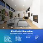 LVWIT 4 inch LED Recessed Lighting, Slim Can Lights with White Cover, 5CCT Dimmable Downlight with E26 Conversion Kit, 48 Pack