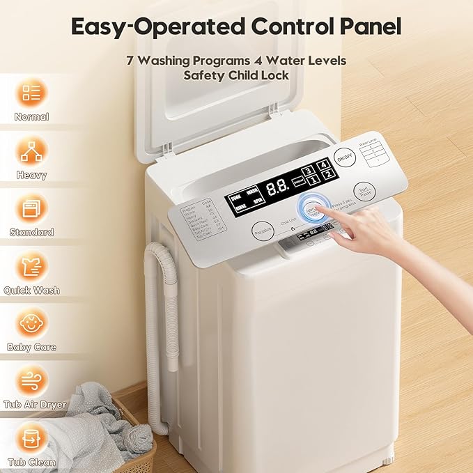 Auertech Portable Washer and Dryer Combo Set, 18 lbs Fully Automatic Washing Machine, 1.5CuFt Portable Dryers, Compact Washer and Dryer for Apartment, RV, Dorm