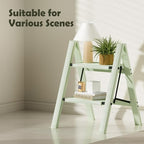 Taranta 2 Step Ladder,Aluminum Lightweight Folding 2 Step Stool with Anti-Slip Wide Pedal,330lbs Capacity Step Ladder for Household,Kitchen,Office - Fairyland Green