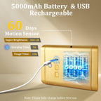 Battery Operated Wall Sconce Set of 2: 5000mAh Rechargeable Motion Sensor Night Light Indoor, 3CCT Dimmable Wireless Wall Lights Magnetic LED Up and Down Wall Lamp for Bedroom Closet Stair, Gold