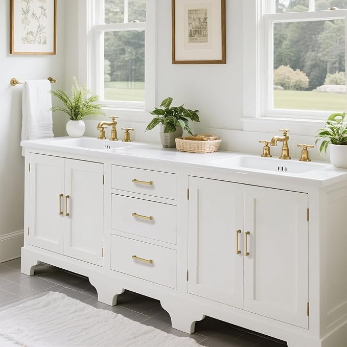 10 Pack 5 Inch(128mm) Hole Center Brushed Champagne Bronze Modern Cabinet Pulls Kitchen Cabinet Handles Kitchen Cabinet Hardware Timeless Drawer Pulls for Dresser Wardrobe, Champagne(5x10)