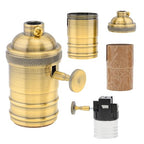 RTNLIT Brass Lamp Socket, Vintage Edison E26/E27 Bulb Light Socket with On/Off Knob Switch(Gold)