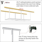The Atlas 4 x 8 ft Adjustable Height Overhead Garage Storage Rack 900 lbs Heavy Duty Capacity White