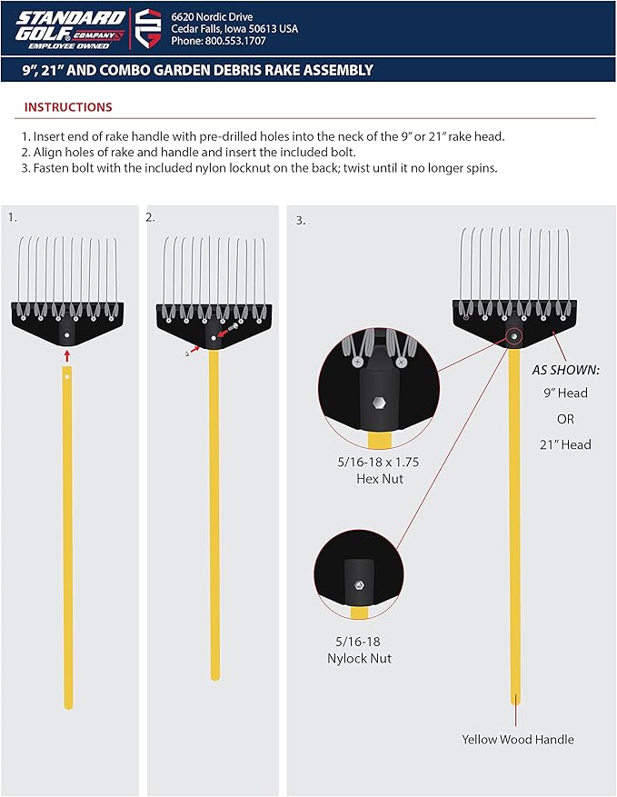 Standard Golf Garden Landscape Rake – 9” & 21" Head Garden Debris Rakes Combo | Elevate Your Outdoor Spaces with Precision and Efficiency | Ideal for Lawn and Garden Maintenance