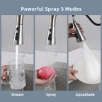 iFealClear Universal Metal Kitchen Faucet Head Replacement, Pull Down Kitchen Sink Faucet Sprayer Head, Compatible with Moen, Delta, American Standard Faucets,15 Adapters, 3 Modes, Brushed Nickel