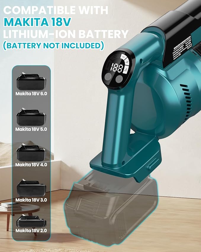Cordless Vacuum Cleaner for Makita 18V Battery, 7-in-1 Lightweight Stick Vacuum with HEPA Filter, 35KPA Suction, 350W Brushless Motor, 3 Modes for Floor, Carpet, Car(Battery Not Included)