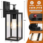 BesLowe 14” Upgraded Motion Sensor Outdoor Wall Lights, Dusk to Dawn Porch Lights Outdoor Wall Sconces, 3 Lighting Modes Exterior Lighting Fixtures with Hooks, Black Outside Lights for House, 2-Pack