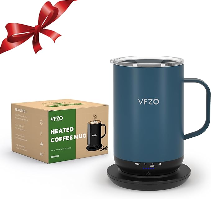 Self Heating Coffee Mug,High-Capacity- 18 oz, 180 Min Battery Life, Smart Heated Coffee Mug，Smart Mug, Simple Temperature Control Operation, Gifts for Family Members (Navy Blue)