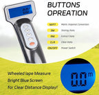 12 Inch Measuring Wheel in Feet Advanced LED Backlight Display Rolling Digital Measuring Wheel for Construction Measure Wheel with Tape Measure and Canvas Carrying Bag, Up to 9999Ft