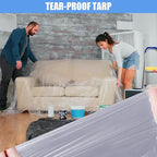 5 Pieces Plastic Drop Sheets for Painting, Waterproof and Dust-Proof Clear Cloth for Furniture Cover, 9x12 Feet Tarps