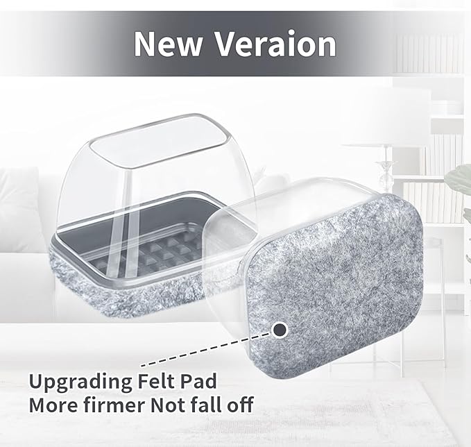 Ezprotekt 8 Pcs Rectangle Grey Felt Chair Leg Floor Protectors for Hardwood Floors, Rectangle Silicone Chair Leg Caps, Furniture Leg Covers Cups for Table Desk (Fit W :0.6-0.8", L: 0.9-1.3")