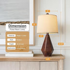 PoKat 20.25" Farmhouse Table Lamps Set of 2 for Night Stands, Vintage Bedside Lamps for Bedroom Living Room, Modern Bedroom Lamps for End Table, Suitable for Small Place, Antique Brown